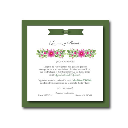 B103086 invitacion flores en verde